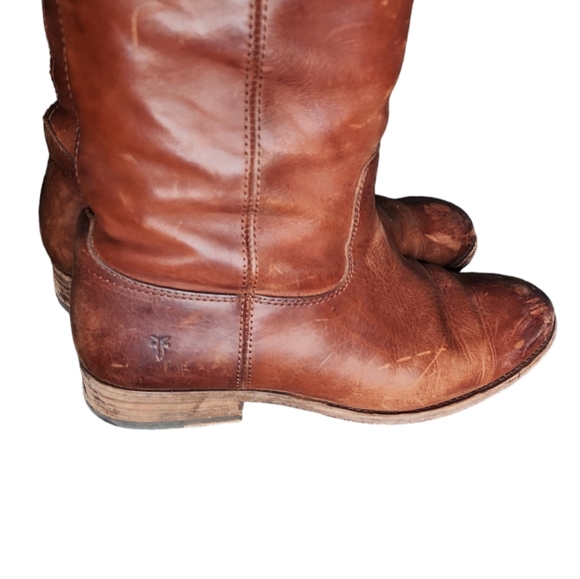 Frye Melissa Button 2 Equestrian-Inspired Tall Boots SZ 8 B Cognac Made in Mexic - Picture 13 of 16